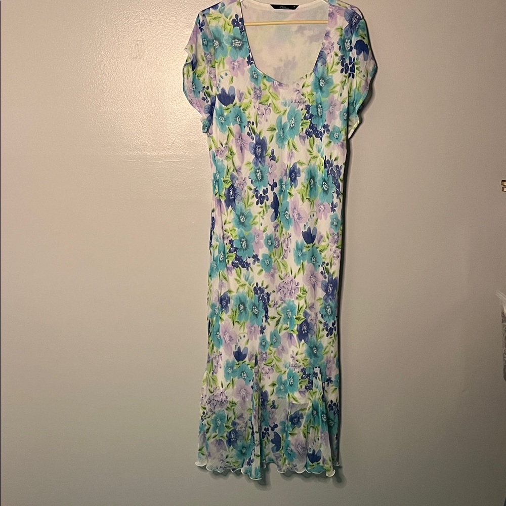 Bim Collection Floral Maxi Dress in Blue and Green